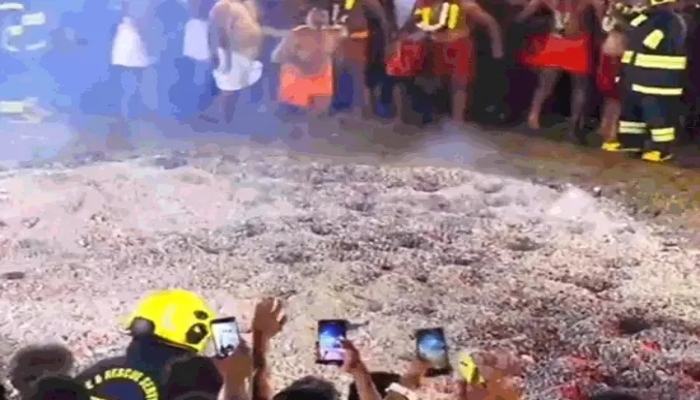 A devotee who came to fulfill a vow during a temple festival died after falling into embers, video goes viral