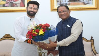 सीएम साय से केन्द्रीय मंत्री चिराग पासवान ने की सौजन्य मुलाकात