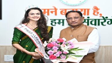 Miss Universe Chhattisgarh Dr. Anjali Pawar made a courtesy call on CM Sai
