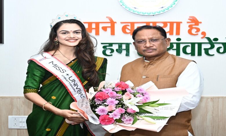 Miss Universe Chhattisgarh Dr. Anjali Pawar made a courtesy call on CM Sai