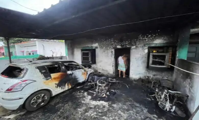 Government teacher set his neighbour's car and bike on fire, hatched a conspiracy due to personal enmity