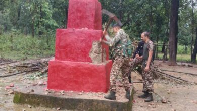 First day of Martyrdom Week: Soldiers demolished four Naxal memorials in Bijapur, stage and meeting place also demolished