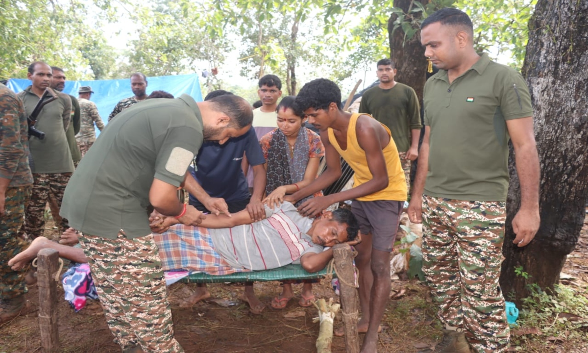 CRPF personnel provide life-saving aid to a snakebite victim