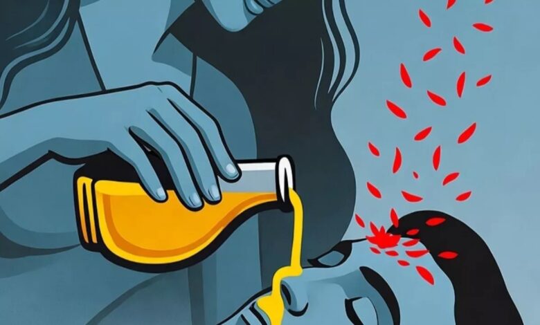 Wife pours boiling oil on sleeping husband, then sprinkles red chilli powder; domestic dispute turns violent