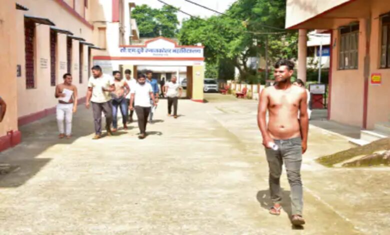 Ward boy-ayah recruitment exam admissions controversy: Those wearing brown T-shirts were stopped, some took the exam without shirts.