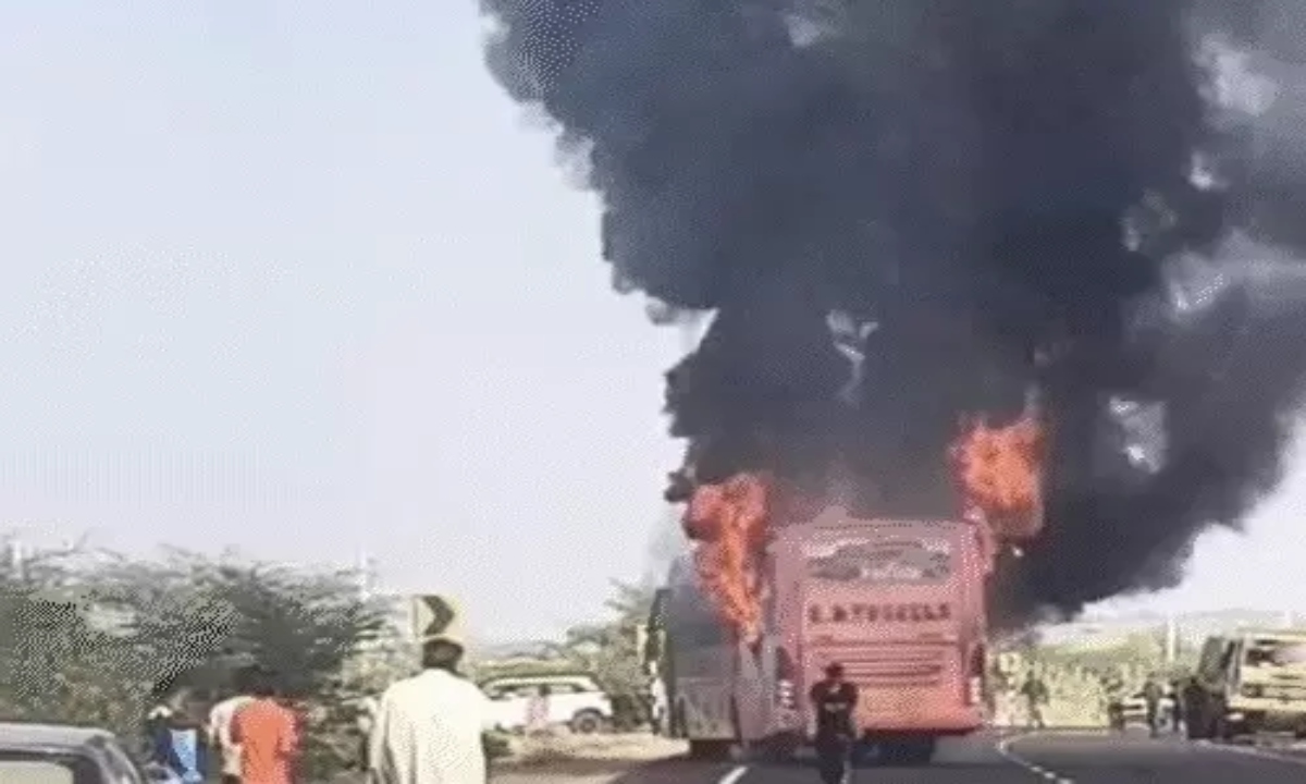 Tragic photo of Jaisalmer bus accident goes viral: Bike rider becomes angel for burnt youth