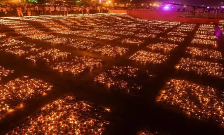 Saryu Ghat in Ayodhya lit up with 2.6 million diyas, setting two Guinness World Records