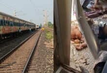 The horrific scene of the train accident.