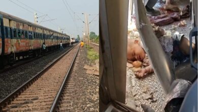 The horrific scene of the train accident.