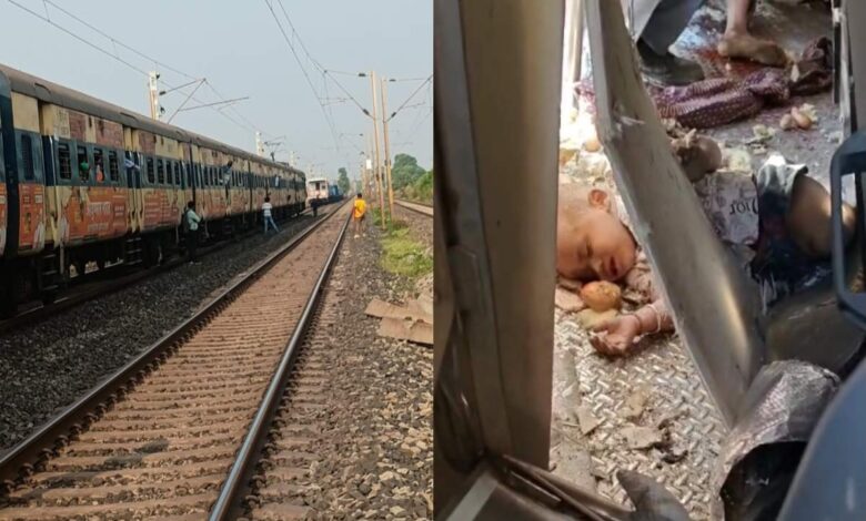 The horrific scene of the train accident.
