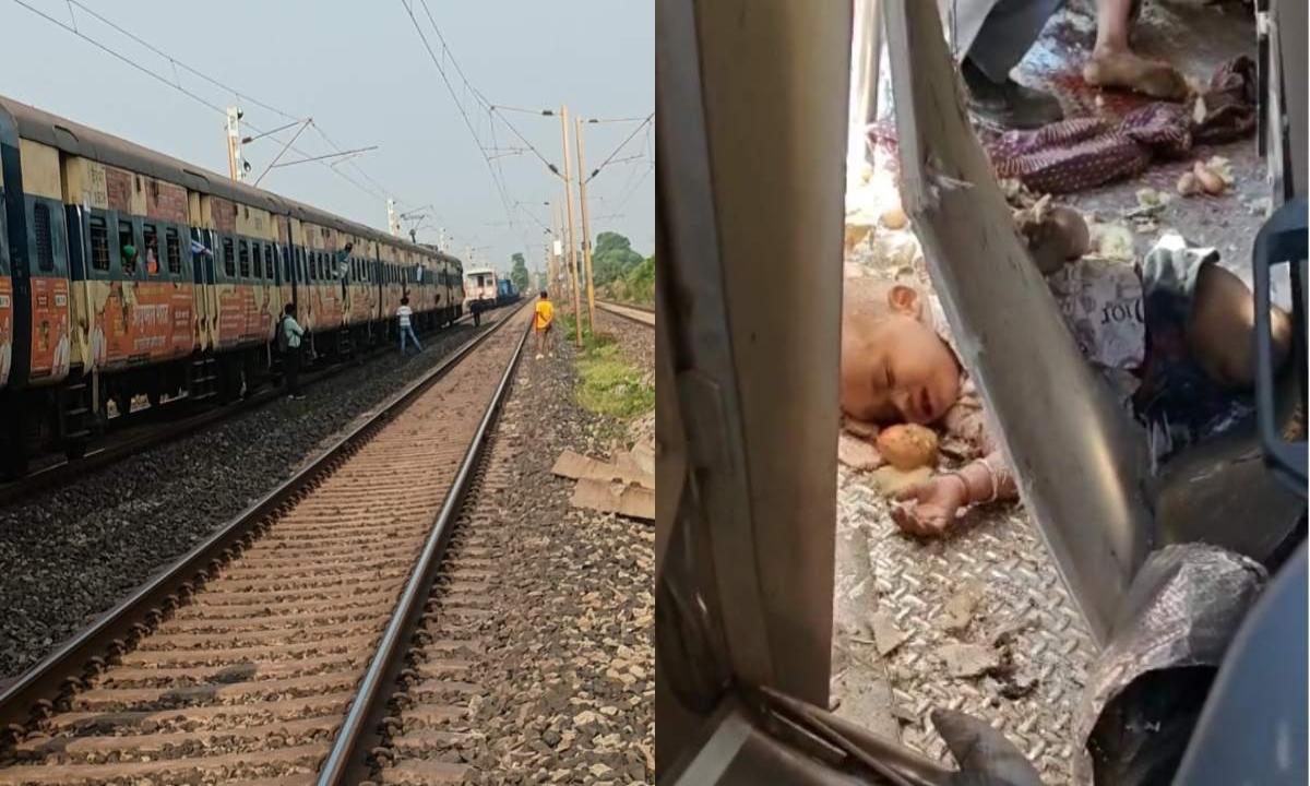 The horrific scene of the train accident.