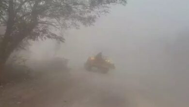 Dense fog in Raigarh-Sarangarh, making it necessary to drive with headlights on.