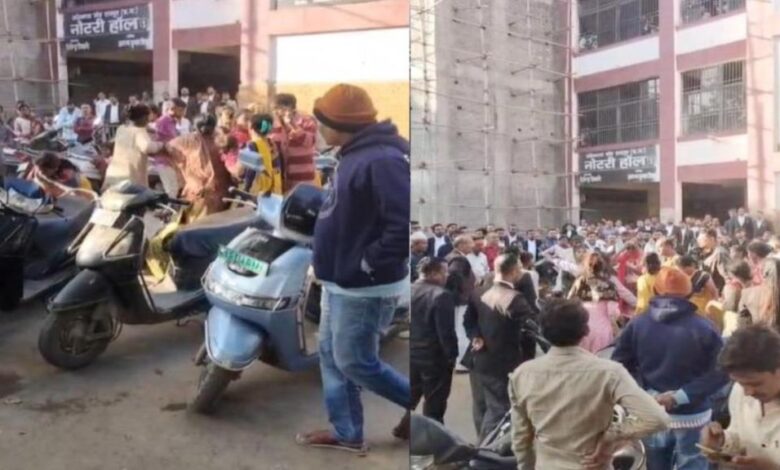 Two groups of women clashed in the court premises, and a video of the violent fight has gone viral on social media.