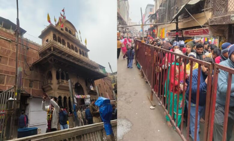 New Year 2026: 3 km long queue outside Banke Bihari Temple, registration stopped at Vaishno Devi.