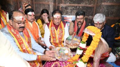 CM Sai and Minister Gajendra Singh offered prayers at Bhoramdev temple.