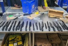 Police raid e-commerce warehouses, seize knives, and issue warnings to managers.