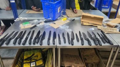 Police raid e-commerce warehouses, seize knives, and issue warnings to managers.