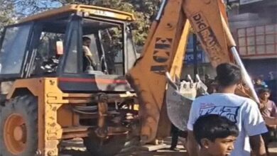 Bulldozers were used to remove encroachments at the Sunday market.