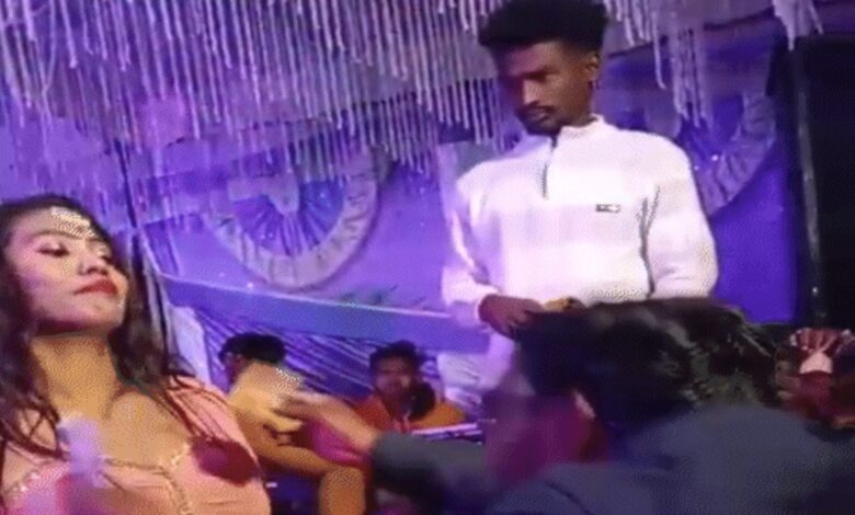 Dancers were brought in for 10 lakh rupees, and the employment assistant showered them with cash.