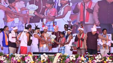 Home Minister Amit Shah was impressed by the school children's performance; the tribal play from Sukma won the first prize.
