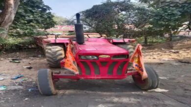 An attempt was made to run over the Naib Tehsildar with a tractor.