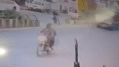 A truck ran over a businessman on a motorcycle; the accident was caught on CCTV.