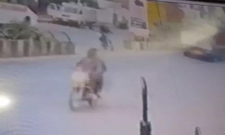 A truck ran over a businessman on a motorcycle; the accident was caught on CCTV.