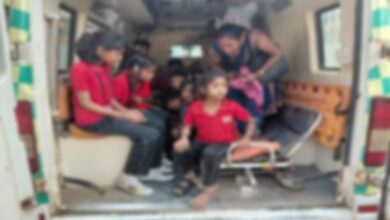 School van falls off bridge in Balod, child dies; more than 13 injured