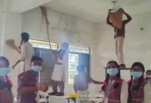 Poor children are accused of carrying cement and sand to school and whitewashing.