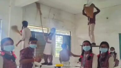 Poor children are accused of carrying cement and sand to school and whitewashing.