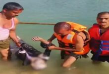 A teenager drowned while bathing in a pit at a crusher plant.