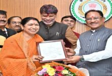 Courtesy meeting of newly elected Rajya Sabha member Lakshmi Verma with CM Sai