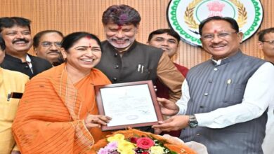 Courtesy meeting of newly elected Rajya Sabha member Lakshmi Verma with CM Sai