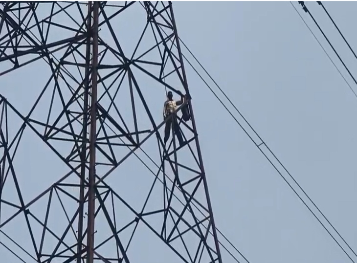 Villager Climbs High-Tension Tower in Raipur; Accuses Fortune Metal Pvt. Ltd. of Refusing to Hand Over Land
