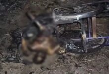 Differently-abled teacher's throat slit; body burned along with tricycle.