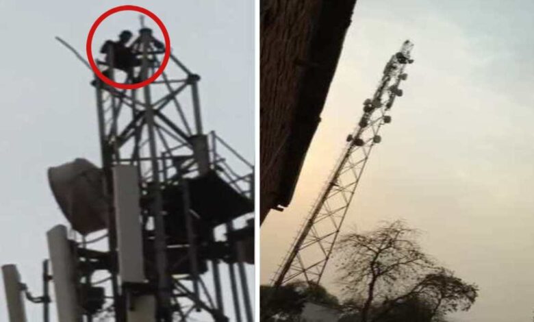 Youth Upset Over Police Action Climbs Mobile Tower; Village Thrown into Chaos