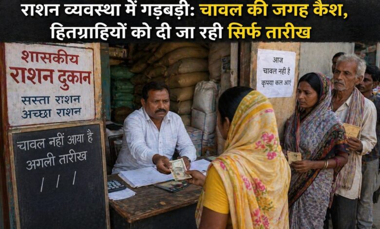 राशन व्यवस्था में गड़बड़ी: चावल की जगह कैश, हितग्राहियों को दी जा रही सिर्फ तारीख
