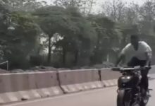 Young Man Performs Dangerous Bike Stunt in Raigarh