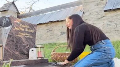 Celina Jaitly wept inconsolably at her son's grave.