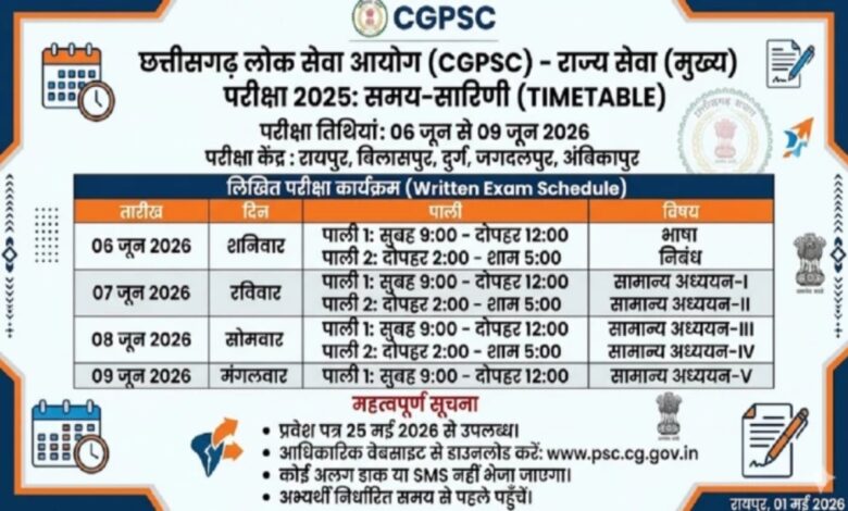 The State Service Main Examination 2025 will be held from June 6 to June 9; admit cards have been issued.