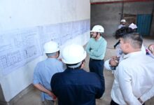 Inspection of the Jagdev Ram Oraon Kalyan Ashram Hospital, currently under construction.