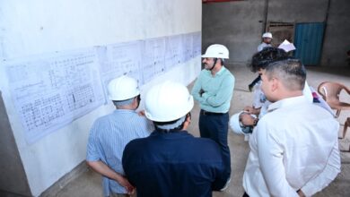 Inspection of the Jagdev Ram Oraon Kalyan Ashram Hospital, currently under construction.