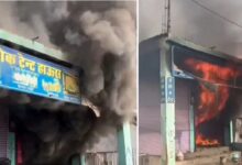 Massive fire breaks out at a tent house and furniture shop.