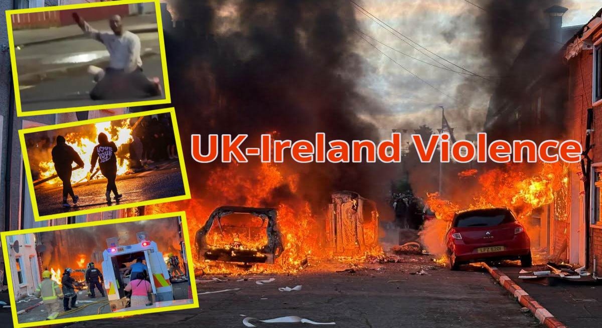 Violence erupts in Belfast following a stabbing incident; anti-immigrant protests intensify across Britain and Ireland.