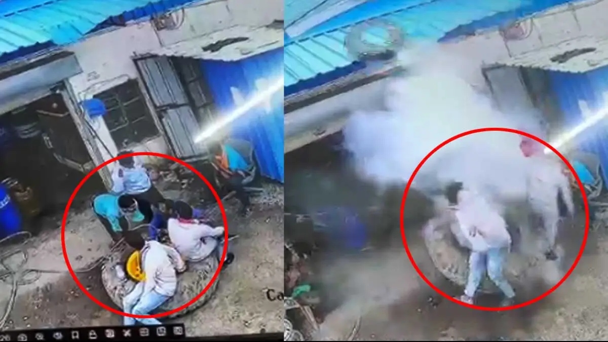 JCB tyre explodes, helper tossed 15 feet into the air; dies in the accident.