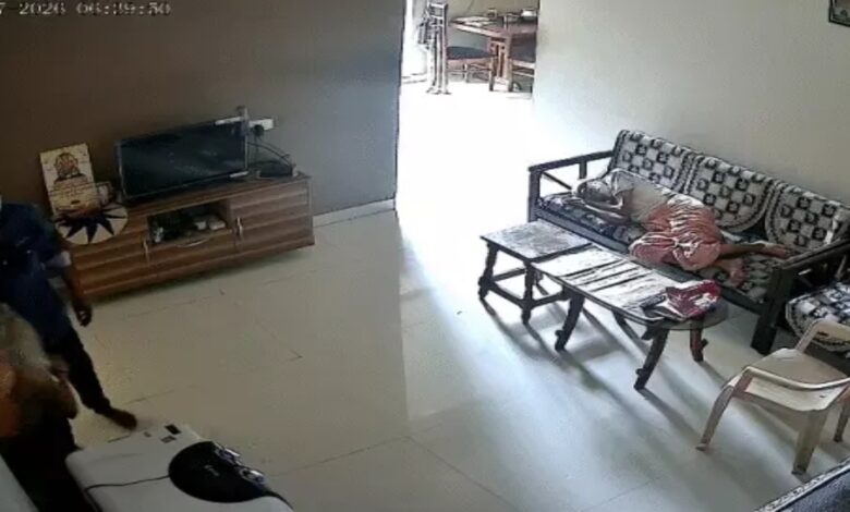 Elderly couple robbed at knifepoint after intruders barged into their home; incident captured on CCTV; accused arrested within 24 hours.