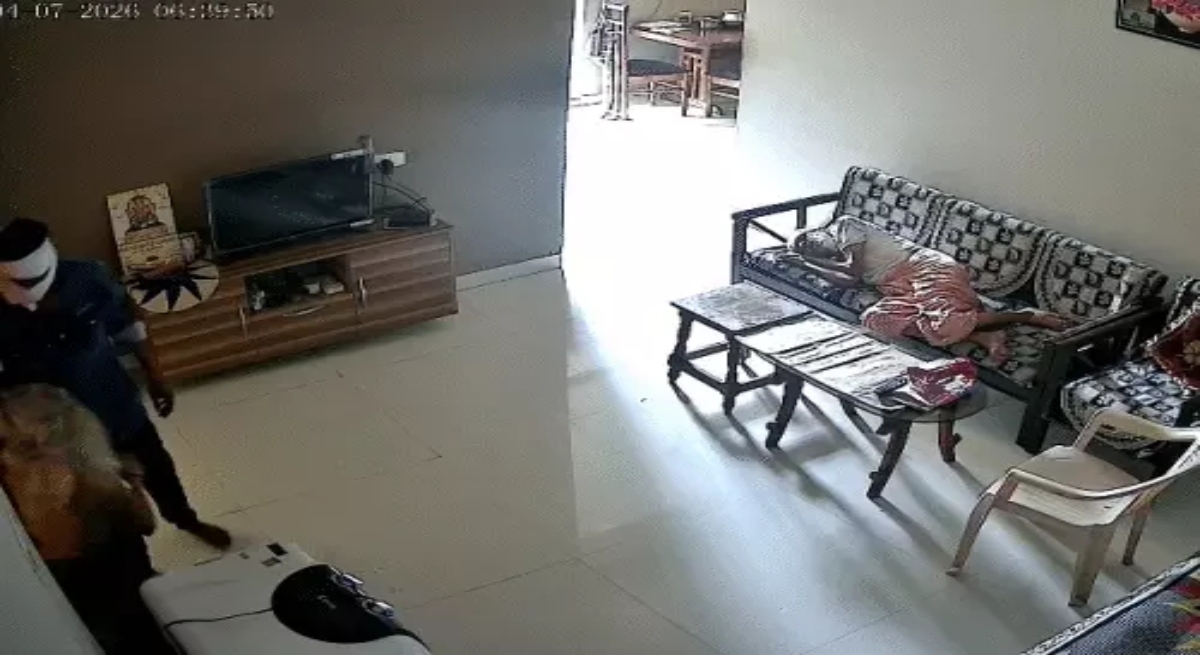 Elderly couple robbed at knifepoint after intruders barged into their home; incident captured on CCTV; accused arrested within 24 hours.