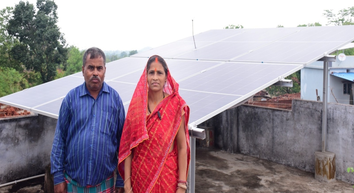 Kamti Sahu's home illuminated by the Pradhan Mantri Surya Ghar Yojana.