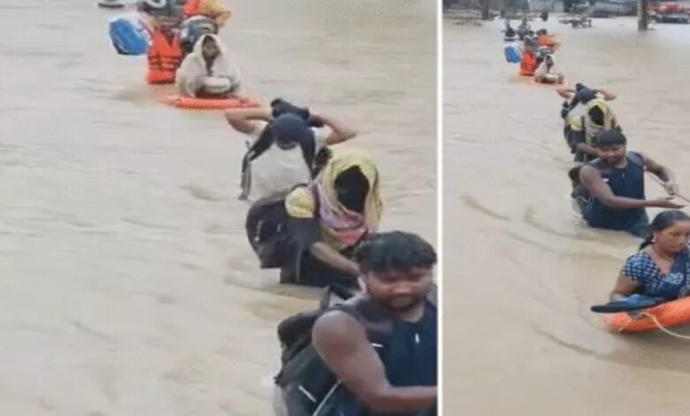 Rescue of 14 laborers stranded in the Bagnai River