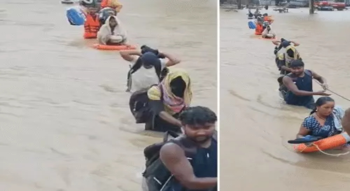 Rescue of 14 laborers stranded in the Bagnai River